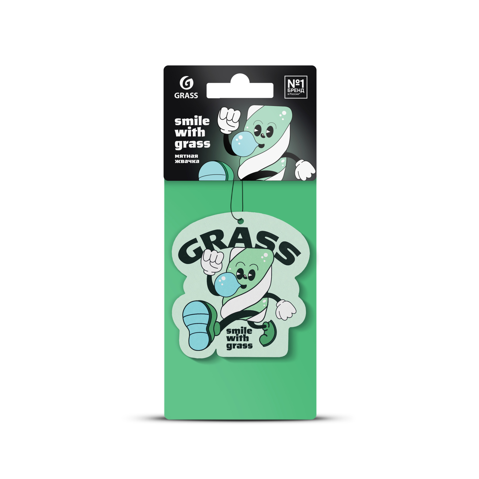 Ароматизатор воздуха картонный GRASS "Смайл" (мятная жвачка) Ароматизатор воздуха картонный GRASS "Смайл" (мятная жвачка)