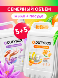 Жидкое мыло для рук Шафран и ваниль 5л + Средство для мытья посуды DUTYBOX Пряный мандарин 5л 