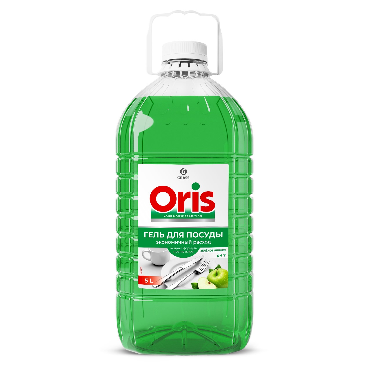 Средство для мытья посуды ORIS зелёное яблоко ПЭТ (канистра 5л) Средство для мытья посуды ORIS зелёное яблоко ПЭТ (канистра 5л)
